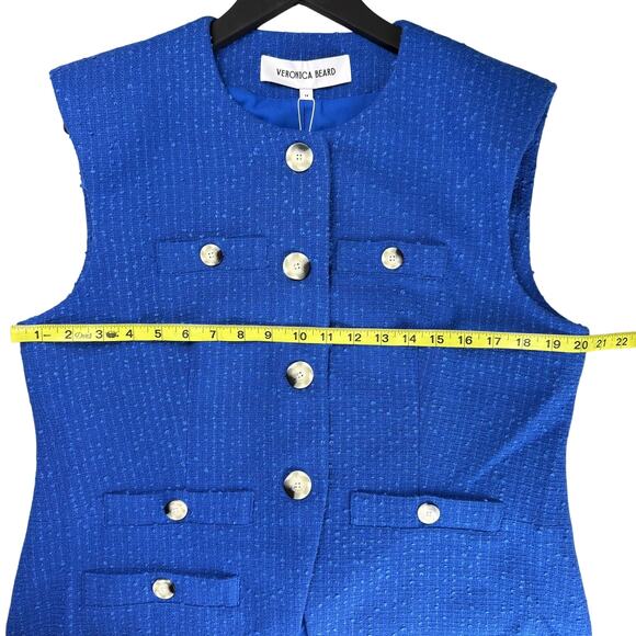 VERONICA BEARD Tamara Cotton-Blend Tweed Vest in Cobalt - Picture 10 of 11